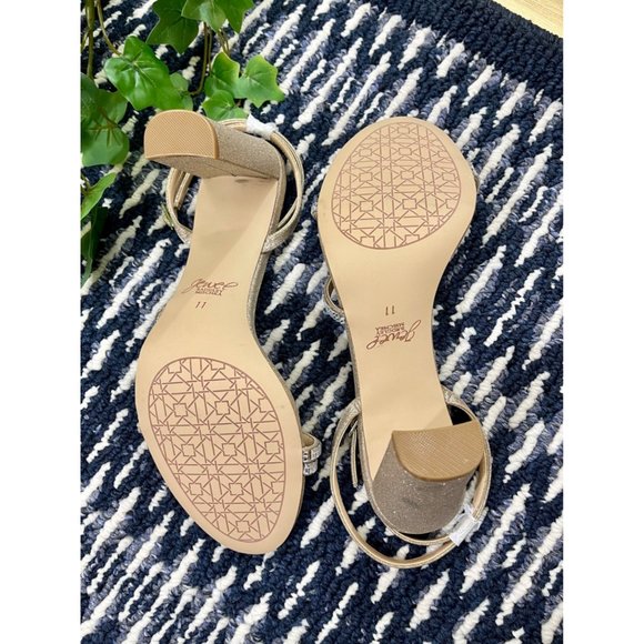 Jewel Badgley Mischka Embellished Block Heel Strappy Sandals in Gold, 11 - Picture 8 of 8